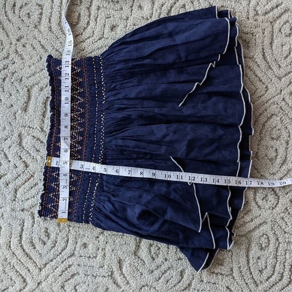Free PEOPLE Navy blue Smocked skirt Small @F1 - Picture 8 of 9